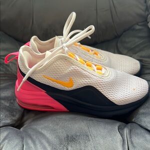 Nike Air Athletic Sneakers - White, Pink, and Yellow, size 5.5